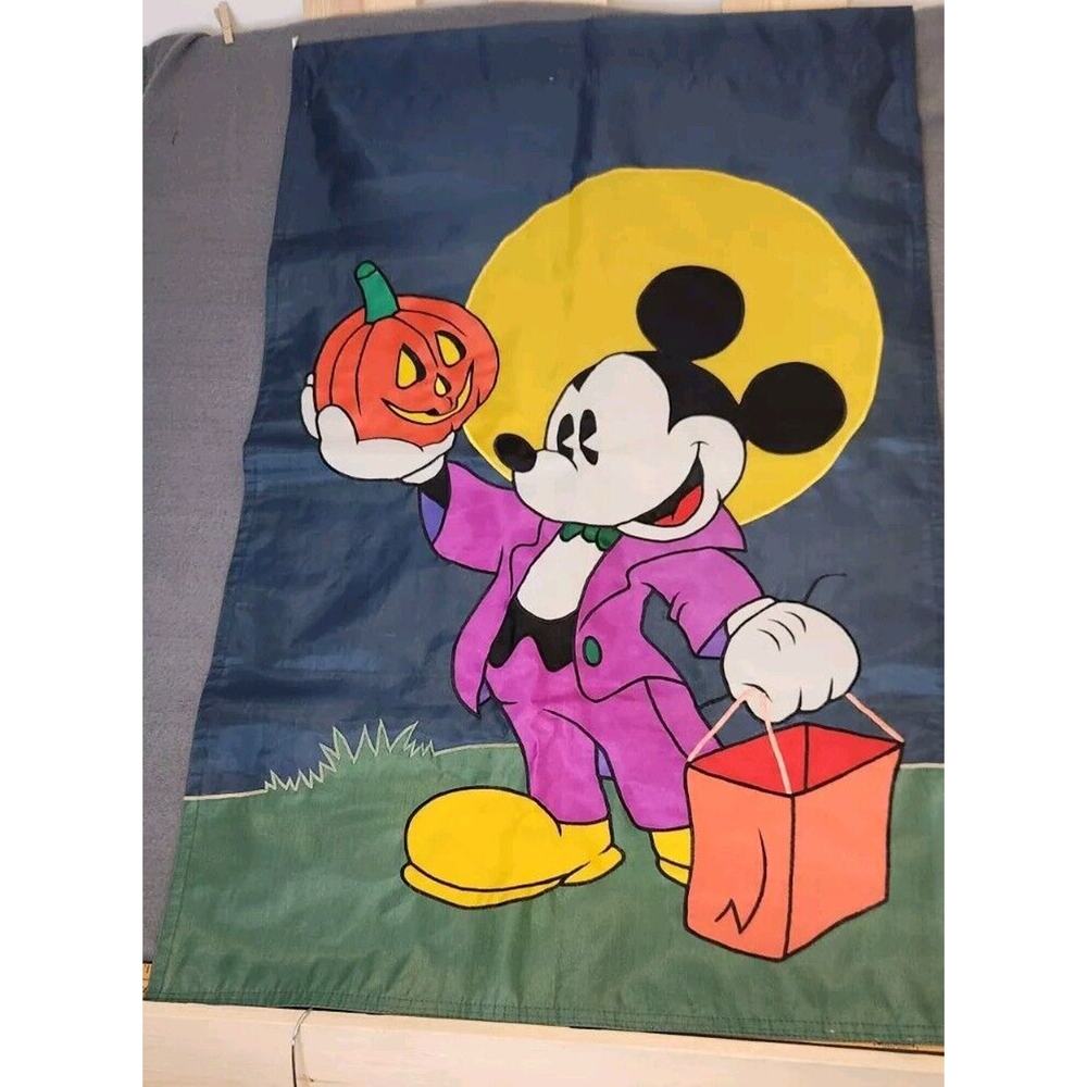 Disney Mickey Mouse Halloween Jack O Lantern Trick Treat Outdoor Yard Flag 28x44
